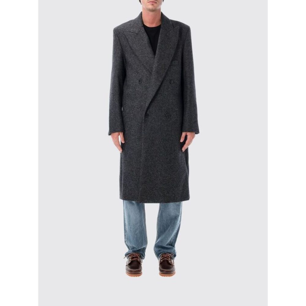 Jw Anderson Men Long Double-Breasted Wool Coat Jw Anderson With Peak Lapels